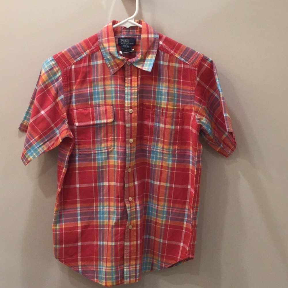 Ralph Lauren BOYS Preppy Plaid Short Sleeve Shirt Boys Medium